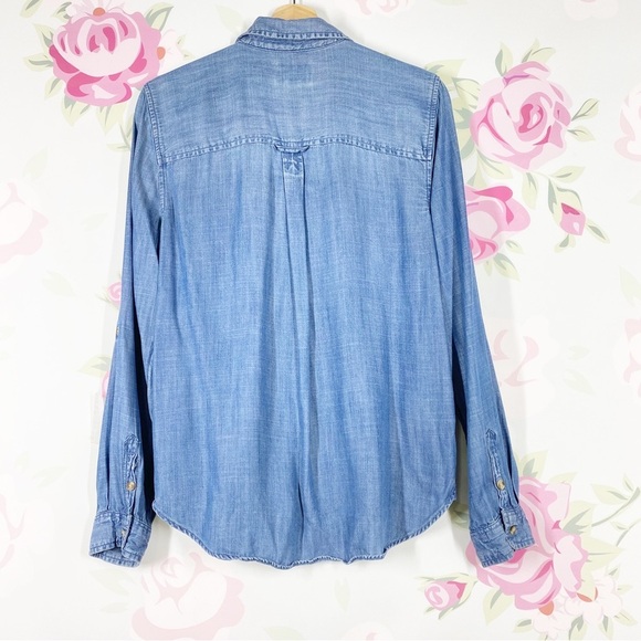 American Eagle Outfitters AEO Chambray Denim Boyfriend Button Down Shirt S - Picture 7 of 12